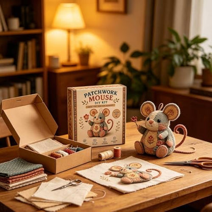 smtsmt DIY Patchwork Animal Kit, Complete Handmade Sewing Set for Beginners, Create Cute Mice Sheep Koala Patchwork Stitching Project for Craft Lovers (Color-A) - Image 5