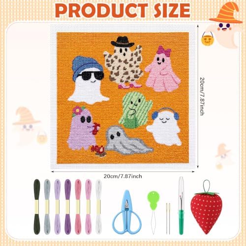 XunYee Needlepoint Canvas Kit, Halloween Ghost Party - Image 2