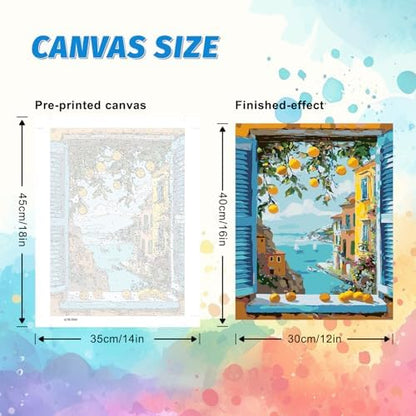 PHANTASYART 3 Pack Landscape Paint by Numbers Kit for Adults 12x16inch - Image 5