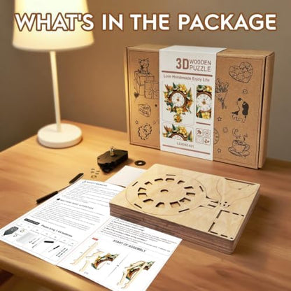 3D Puzzles for Adults Wooden Hummingbird Puzzle Clock Adult Crafts - Image 2