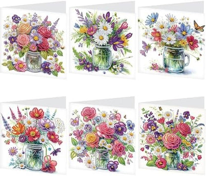 Diamond Art Cards with Envelopes–6PCS DIY Diamond Painting Greeting Cards Kit | Card Making Kit with Bling for Adults & Beginners | Birthday,Holiday & Thank You Cards (Bouquet) by Unknown