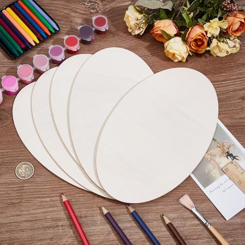 20pcs Wooden Oval Cutout 9.8 x 5.9 Inch Unfinished Wooden Blank Slices Crafts Natural Wood Circles DIY Plank Cutout Craft Supplies for Artist Painting Door Hanger Sign Wedding Decor - Image 3