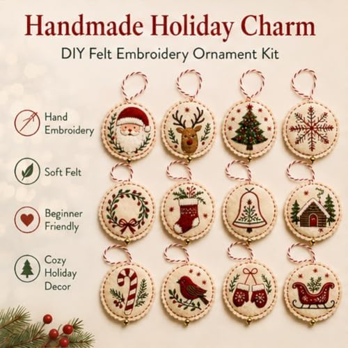 DIY Felt Christmas Ornament Kit,Hand Embroidery Christmas Ornaments kit - Image 6
