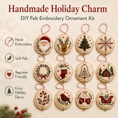 DIY Felt Christmas Ornament Kit,Hand Embroidery Christmas Ornaments kit - Image 6
