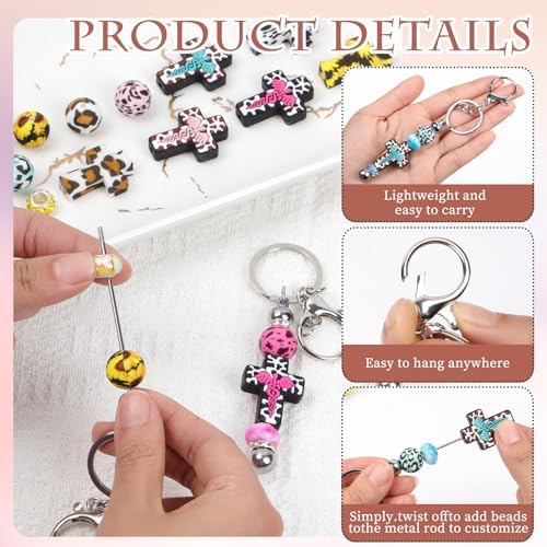Beadable Keychain Kit with Silicone Beads, Beadable Keychain Bars - Image 4