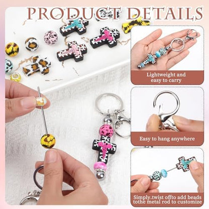 Beadable Keychain Kit with Silicone Beads, Beadable Keychain Bars - Image 4