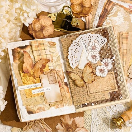 Diuhofart Vintage Scrapbook Kit, 225 Pieces Coffee Theme Scrapbook Supplies Journaling Kit for Women, Junk Journal, Scrapbooking, Scrap Book, Card Making, Crafts Arts - Image 2