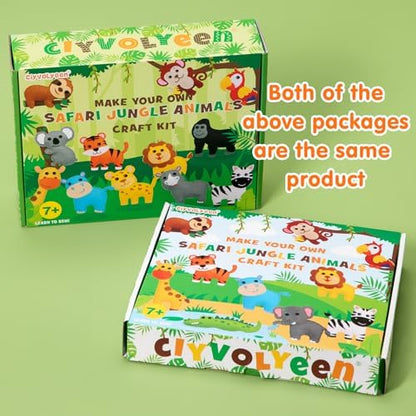 CiyvoLyeen Kids Sewing Kit Crafts – DIY Safari Jungle Animals Felt Plush Ornaments Sewing Set for Girls & Boys Ages 7–12, Beginner Craft Kit Set of 14 - Image 5