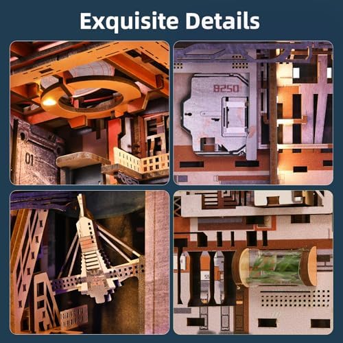 MiniCity Aerospace Foundry Book Nook Kit, DIY 3D Wooden Puzzle with LED - Image 3