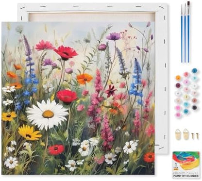 Kalonyth Flowers Framed Paint by Numbers Kit for Adults Beginner 10x10 inch by Kalonyth