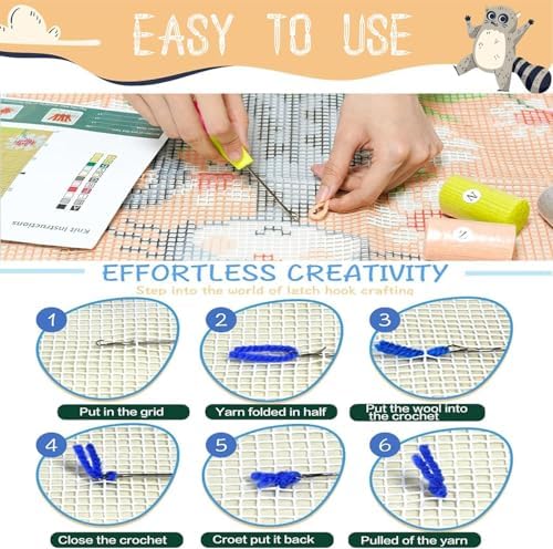Butterfly in Flowers Latch Hook Kits for Adults Beginners, 17“ X 17" - Image 6