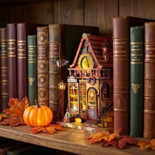 Book Nook Kit - DIY Miniature House,Book Nook Kit for Adults 3D Puzzle with LED,Halloween Birthday Gift for Adults, Creative Mini Building Kit for Bookshelf Decor, Gifts for Family Friends - Image 3