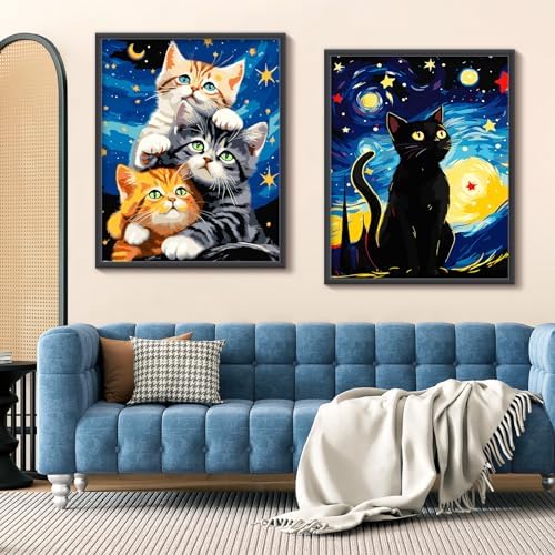 ZTOTZ Cat Paint by Numbers Kit for Adults, Animal Paint by Numbers Cats Kits, Kitten Painting by Numbers for Beginner,16x20 Canvas Set - Image 3