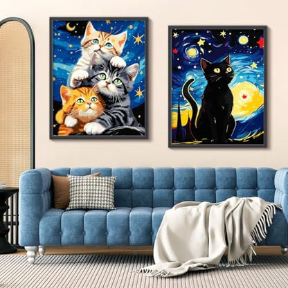 ZTOTZ Cat Paint by Numbers Kit for Adults, Animal Paint by Numbers Cats Kits, Kitten Painting by Numbers for Beginner,16x20 Canvas Set - Image 3