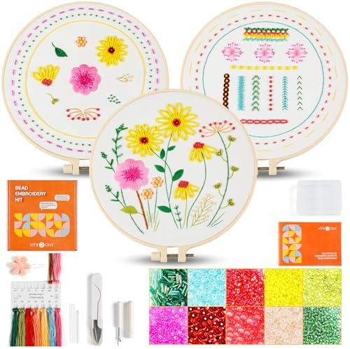 HTVRONT Sparkling Bead Embroidery Kit, 3 Sets, for Creative Decor by HTVRONT