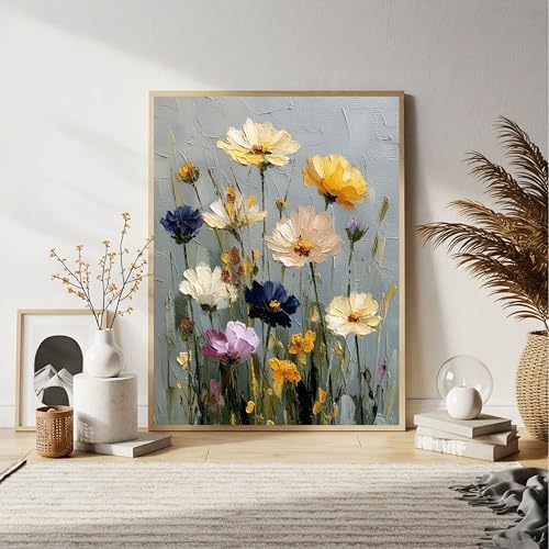 Ausanrl Flowers Framed Paint by Numbers Wooden Easel - Adult Paint by Number Kits on Canvas Framed, Floral Paint by Numbers with Frame,Gifts and Home Wall Decor 12x16inch - Image 2