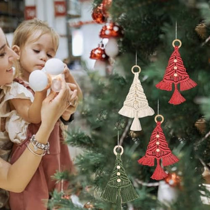 mdgfge 3Pcs Christmas Tree DIY Macrame Woven Tree Kit Christmas Tree Decoration Craft Starter Assembled Kit Boho Wall Hanging Ornaments Art Decor for Beginners Xmas DIY Party Supplies - Image 2