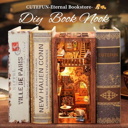 Cutefun Book Nook Kit Library - DIY Miniature Booknook Kit for Adults - Image 4