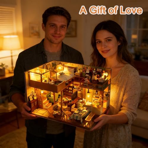 DIY Miniature Dollhouse Kit, Mini House Making Kit with Dust Cover & LED - Image 7