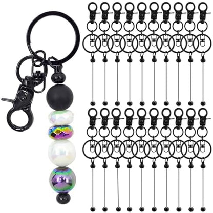 80 Pcs Beadable Keychains Bulk Kit – DIY Keychain Making Supplies with Metal Blanks for Crafts, Jewelry, Charms, Custom Projects – Blank Chain Bars for Beaded Keychain Design (Black) by DNLEGULI