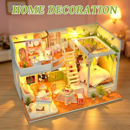 DIY Miniature House Kit, Dollhouse Kit w/Dust Cover Adult, Greenhouse - Image 6