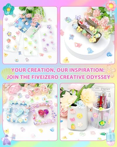 FIVEIZERO 100PCS Cute Slime Charms, Kawaii Flatback Resin Charms - Image 5