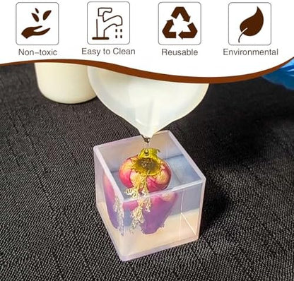 Large Square Resin Molds Silicone,3 Pcs Silicone Square Molds for Epoxy Resin(4.2",3.1",2.7"),for Flower Preservation,Epoxy Resin Crafts,Home Office Decoration - Image 5