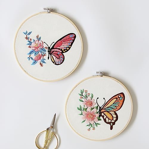 Bonroy 4 Sets Embroidery Kit for Beginners,Embroidery Art Craft Handy Sewing Include Clothes with Pattern,Embroidery Hoops, Instructions,Color Threads Needle (Butterfly) (CX-55) - Image 6