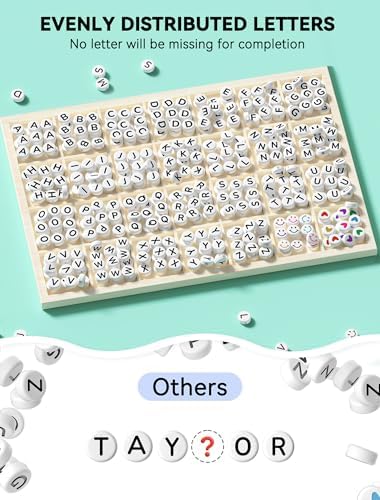 ARTDOT 800 Pieces Assortment Letter Beads for Friendship Bracelets Making Kit, 28 Styles Jewelry Making Supplies Alphabet Beads Set Preppy Crafts Art, Black White - Image 3