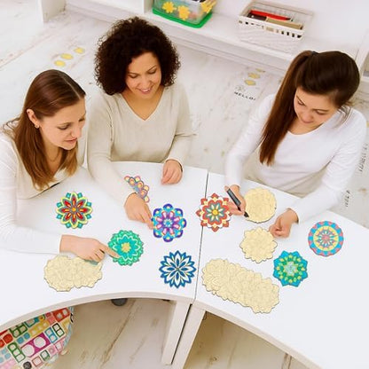 Blosssound 40 Pcs Unfinished Wood Mandala to Paint, Fresh - Image 6