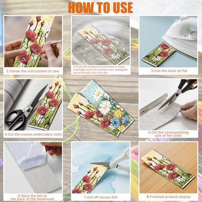 FREEBLOSS 6 Set 11CT Cross Stitch Bookmark Kit 8x2.4inch Wild Flowers - Image 5