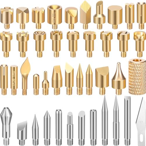 Lothee 43 Pcs Wood Burning Tips Kit, Wood Burning Letters Numbers Alphabet Stamps Stencils Templates for Stippling Embossing Branding Crafts Personalization Tools Gift for Dad(Different Shape) by Lothee