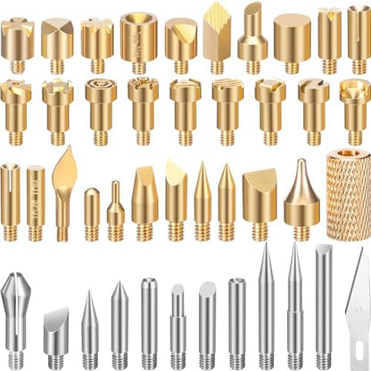 Lothee 43 Pcs Wood Burning Tips Kit, Wood Burning Letters Numbers Alphabet Stamps Stencils Templates for Stippling Embossing Branding Crafts Personalization Tools Gift for Dad(Different Shape) by Lothee