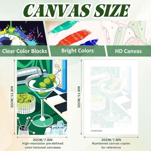 ICYANART 4 Pack Cocktail Paint by Numbers Kit for Adults with Frame Easy - Image 3