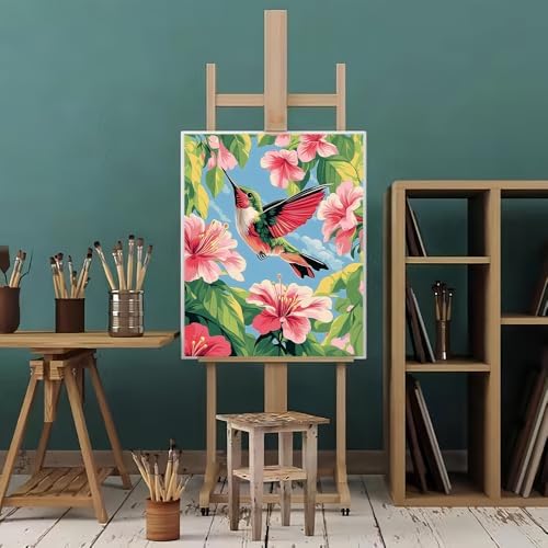 Natuyalo Paint by Numbers Kit for Adults Beginner, Hummingbird Adult Paint by Number Kits on Canvas, Animals DIY Acrylic Paint by Number for Adults for Home Decor Gift 16x20 inch - Image 2