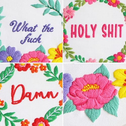 Louise Maelys 3 Pack Floral Quote Embroidery Kit for Beginners Craft - Image 4