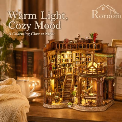 Roroom DIY Miniature House Kit, Dreamy Book Hall Book Nook Kit - Image 3