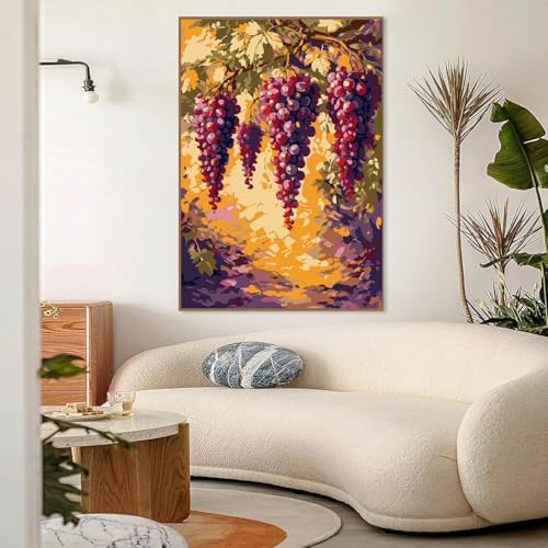 Mowana Grapes Paint by Numbers Kit for Adults - Adult Paint by Numbers for Beginners on Canvas with Frame and Easel, Easy Acrylic Oil Painting by Number Kits 8x12 inch - Image 7