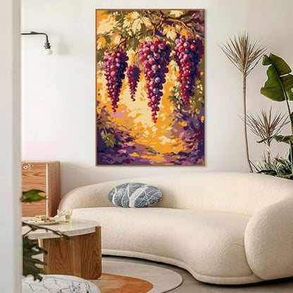 Mowana Grapes Paint by Numbers Kit for Adults - Adult Paint by Numbers for Beginners on Canvas with Frame and Easel, Easy Acrylic Oil Painting by Number Kits 8x12 inch - Image 7
