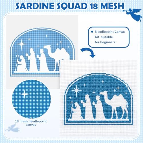 XunYee 71 Pcs Blue and White Nativity Needlepoint Kit for Beginners Adults - Image 3