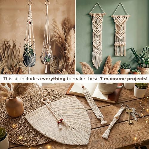 MIGO Creates Macrame Kits for Adults Beginners with 126 Macrame Supplies and 7 Projects E-Book: DIY Macrame Kit with 165 Yards Macrame Cord and Craft Supplies & Materials to Start Macrame! - Image 2