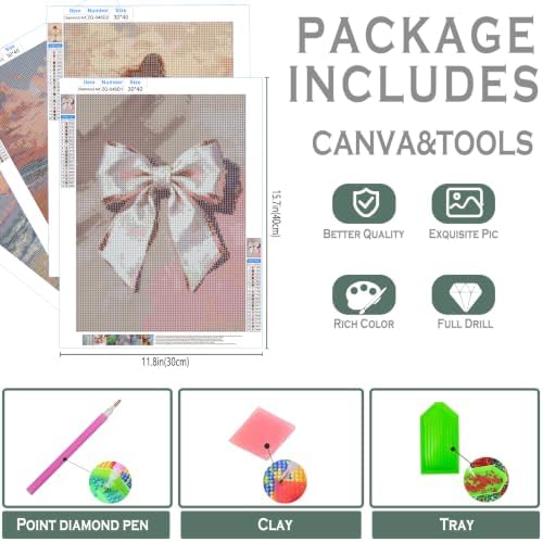 sdfkmlcdl Pastel Coastal Cowgirl Diamond Art Kits for Adults, Coquette Bow Cowgirl Hat Boots Beach Full Drill Diamond Painting Kits for Adults Beginners 4 Pack, 12x16 Inch - Image 3