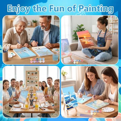 12 Set Paint by Numbers Kit for Adults Beginner with 8x12 In Ocean Painting - Image 6