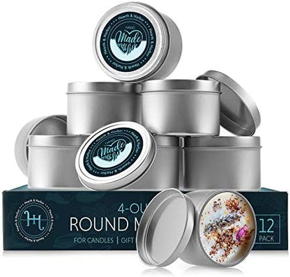 Hearth & Harbor 40 lbs. Soy Candle Wax with Supplies, 4 oz. 168 Pack Tin Jars with Lids, Cotton Candle Wicks, Wick Stickers and Centering Devices - Soy Wax Flakes with Containers for Candle Making - Image 2