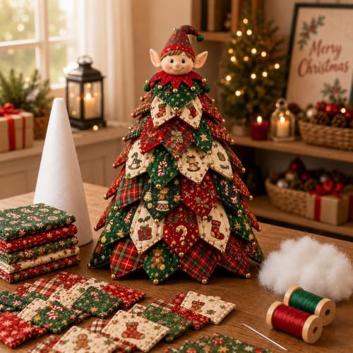 DIY Quilted Fabric Christmas Tree Kit, Arts and Crafts for Adults, (Elf) by DailyPartner