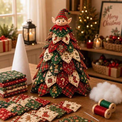DIY Quilted Fabric Christmas Tree Kit, Arts and Crafts for Adults, (Elf) by DailyPartner