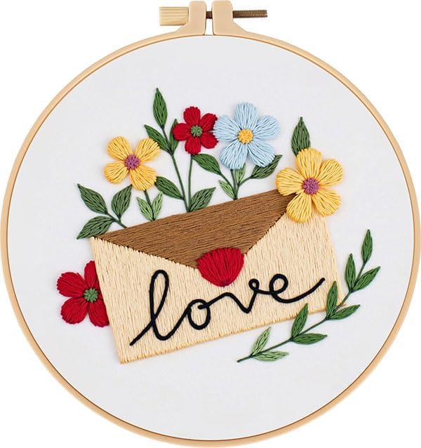 Haootadiy Beginner Embroidery Kit for Adults, Easy Cross Stitch Kit for Beginners and Adults, Full Embroidery Hoop Kit with Needles and Thread Included (Pattern 16) by Haootadiy