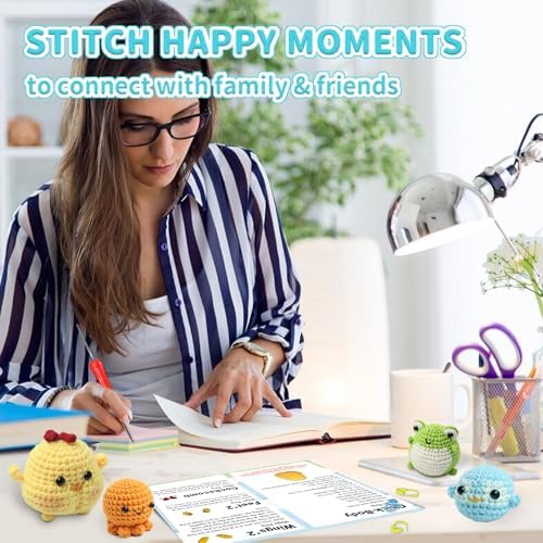 YAMAXIN Crochet Kit for Beginners Adults – 4PCS Animal Amigurumi Crochet Starter Kit with Yarn, Hooks, Tools, and Video Tutorials – DIY Knitting Craft Kit (Chick, Frog, Penguin, Octopus) - Image 5