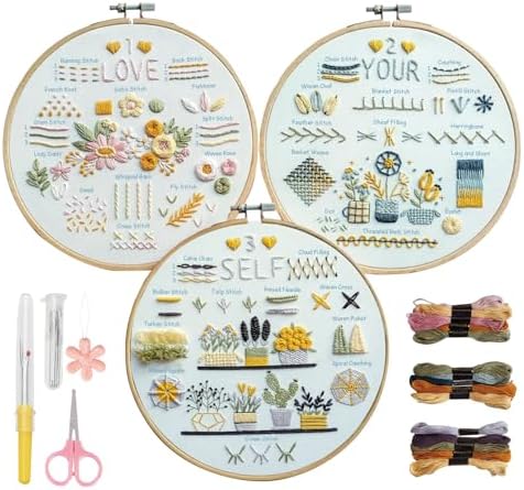 Embroidery Kit for Beginners,Learn 37 Stitches with Instructions & Video by Unknown