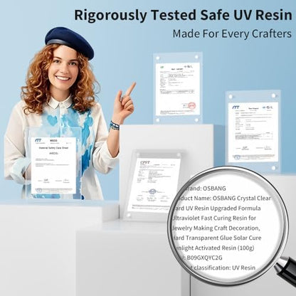 OSBANG UV Resin Kit with Light-250g, Clear Hard Type for Beginners and Professionals, UV Resin Kit for Jewelry Making, DIY Craft, Decor - Image 2